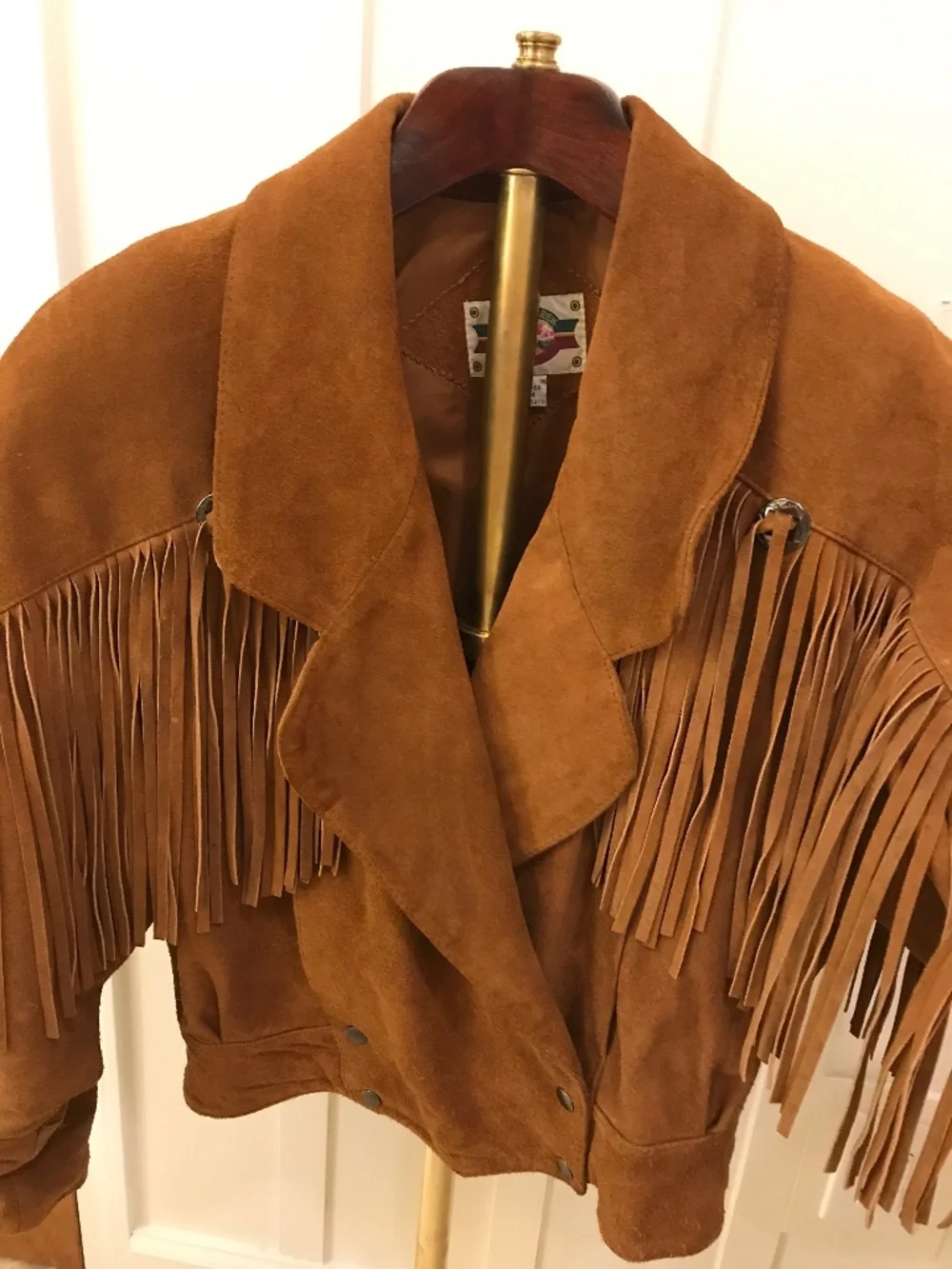 FESTIVAL 🔥VINTAGE WESTERN BOHO LONG FRINGE CONCHO SUEDE STATEMENT JACKET - Picture 4 of 16